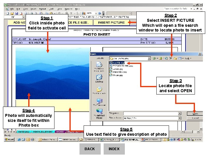 Step 2 Select INSERT PICTURE Which will open a file search window to locate