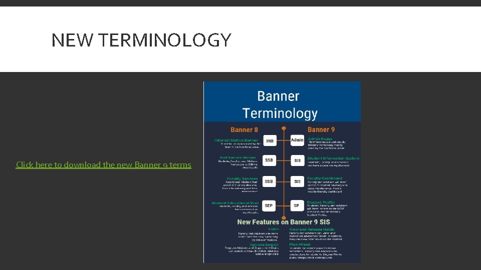 NEW TERMINOLOGY Click here to download the new Banner 9 terms 