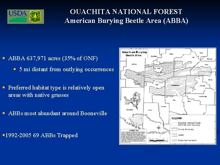 OUACHITA NATIONAL FOREST American Burying Beetle Area (ABBA) § ABBA 637, 971 acres (35%