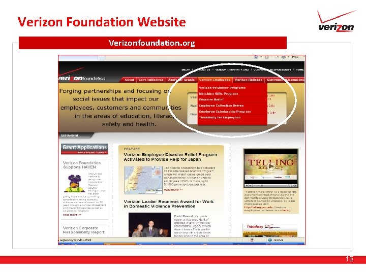 Verizon Foundation Website Verizonfoundation. org 15 