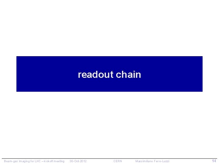 readout chain Beam-gas Imaging for LHC – kickoff meeting 30 -Oct-2012 CERN Massimiliano Ferro-Luzzi