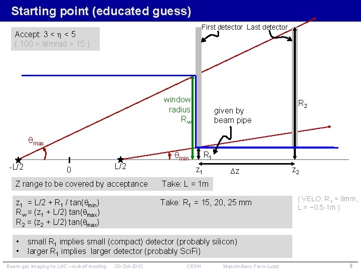 Starting point (educated guess) First detector Last detector Accept: 3 < < 5 (