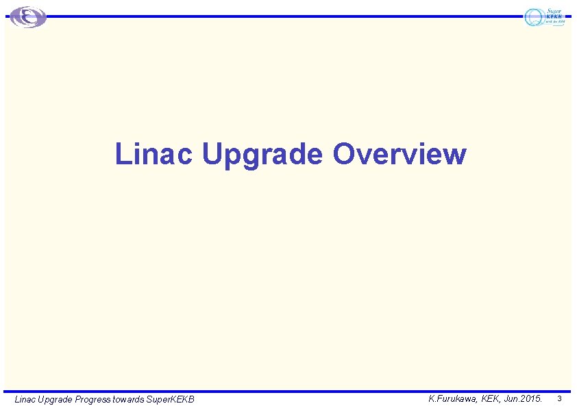 Linac Upgrade Overview Linac Upgrade Progress towards Super. KEKB K. Furukawa, KEK, Jun. 2015.