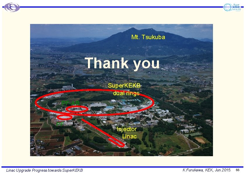 Mt. Tsukuba Thank you Super. KEKB dual rings PF-AR PF Linac Upgrade Progress towards