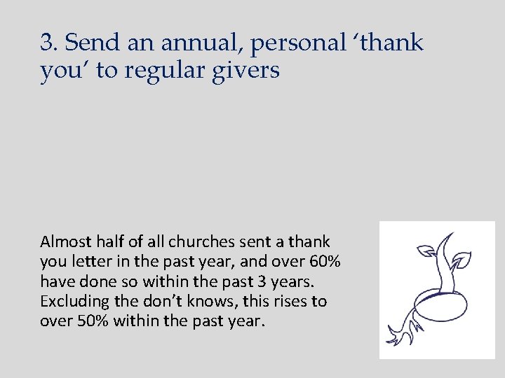 3. Send an annual, personal ‘thank you’ to regular givers Almost half of all