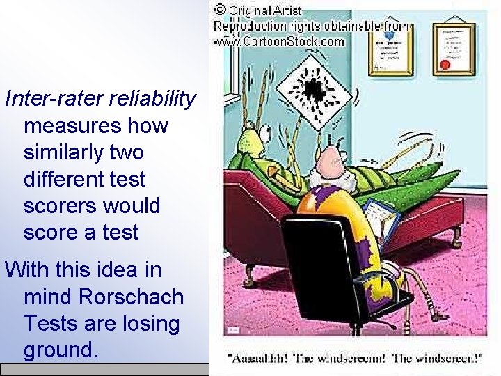 Inter-rater reliability measures how similarly two different test scorers would score a test With