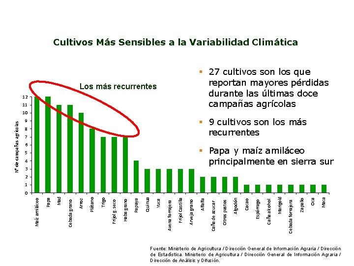 Cultivos Más Sensibles a la Variabilidad Climática § 27 cultivos son los que reportan Cultivos Más Sensibles a la Variabilidad Climática § 27 cultivos son los que reportan