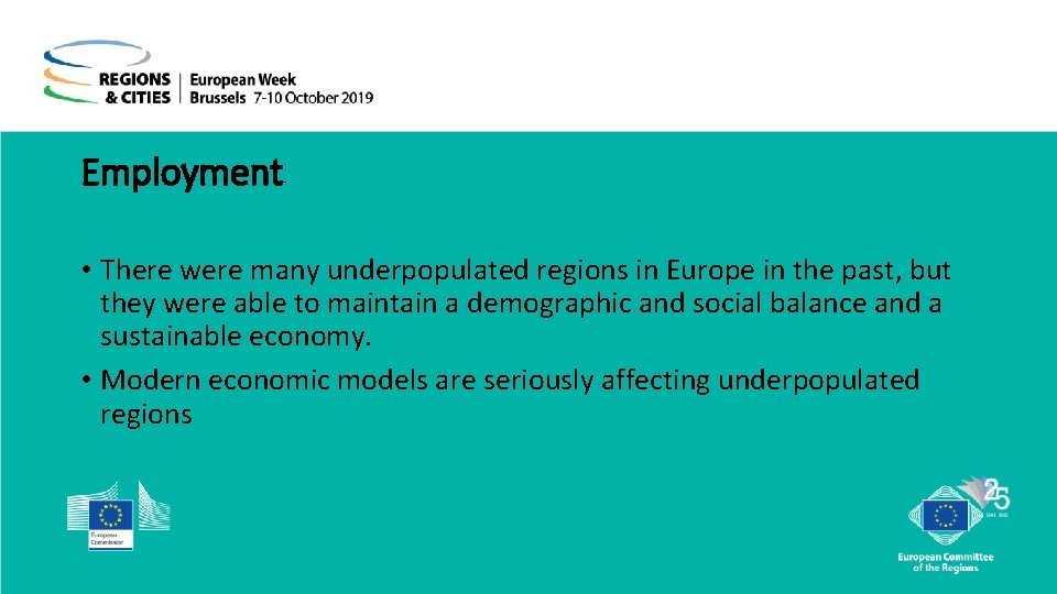 Education and Employment in underpopulated areas problems and