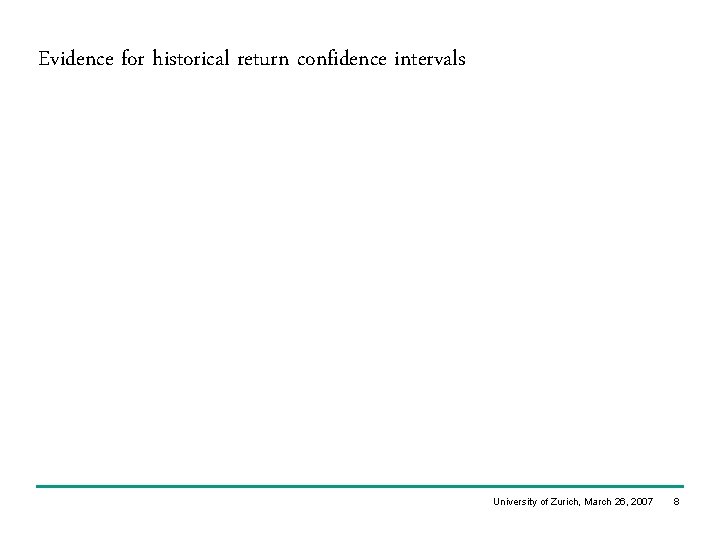 Evidence for historical return confidence intervals University of Zurich, March 26, 2007 8 Evidence for historical return confidence intervals University of Zurich, March 26, 2007 8