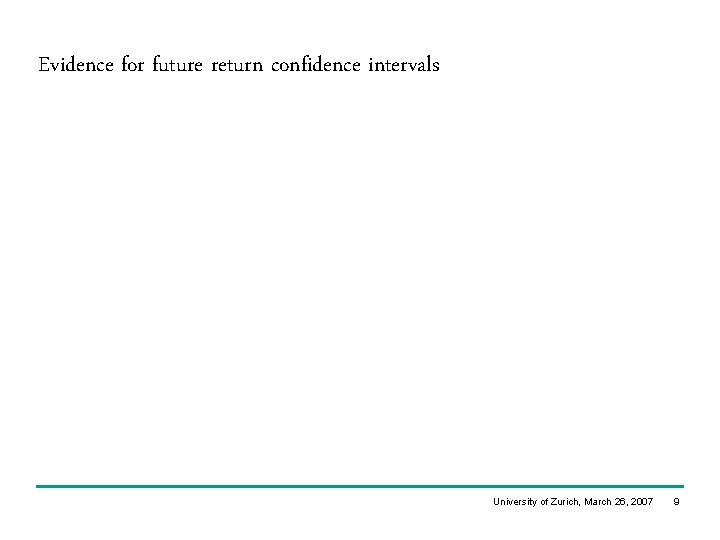 Evidence for future return confidence intervals University of Zurich, March 26, 2007 9 Evidence for future return confidence intervals University of Zurich, March 26, 2007 9