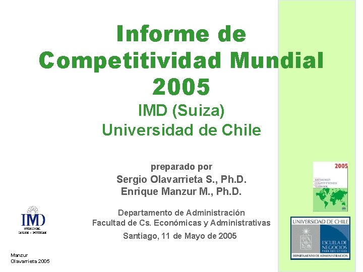 Informe de Competitividad Mundial 2005 IMD Suiza Universidad