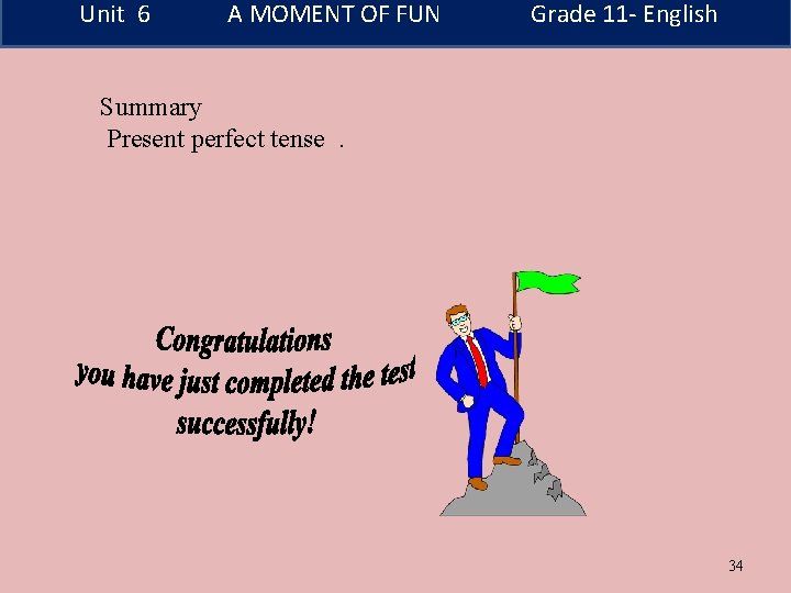 Unit 6 A MOMENT OF FUN Grade 11 - English Summary Present perfect tense.