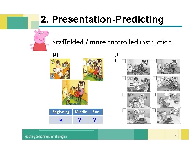  2. Presentation-Predicting Scaffolded / more controlled instruction. (1) (2 ) Beginning Middle End