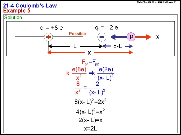 Aljalal-Phys. 102 -25 Mar 2008 -Ch 20 -page 31 21 -4 Coulomb's Law Example