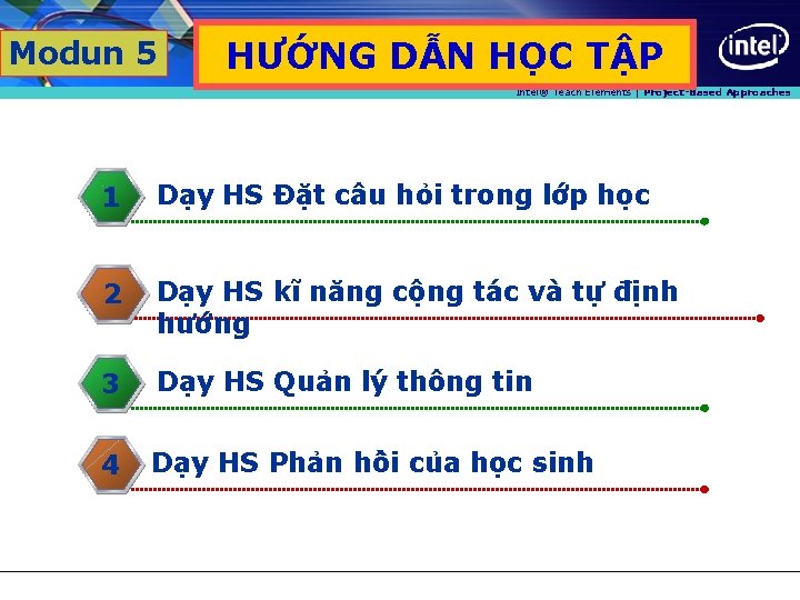 Modun 5 HƯỚNG DẪN HỌC TẬP Intel® Teach Elements | Project-Based Approaches 1 Dạy