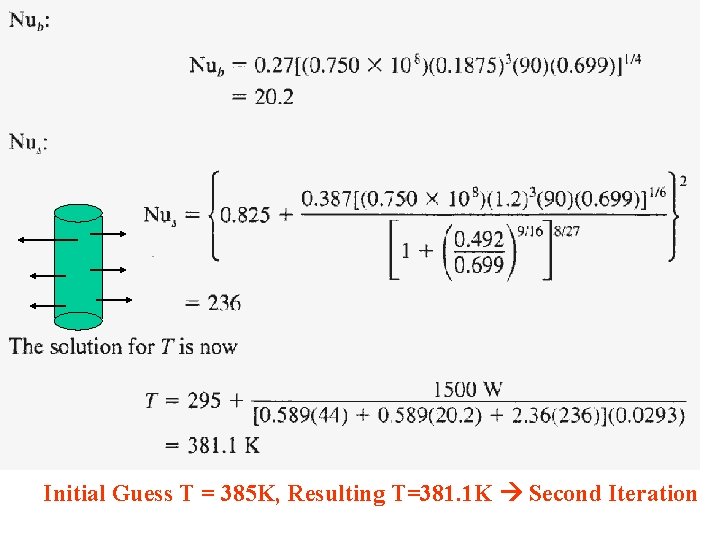 Initial Guess T = 385 K, Resulting T=381. 1 K Second Iteration 