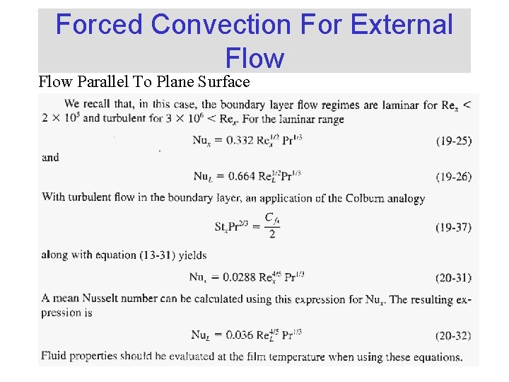 Forced Convection For External Flow Parallel To Plane Surface 