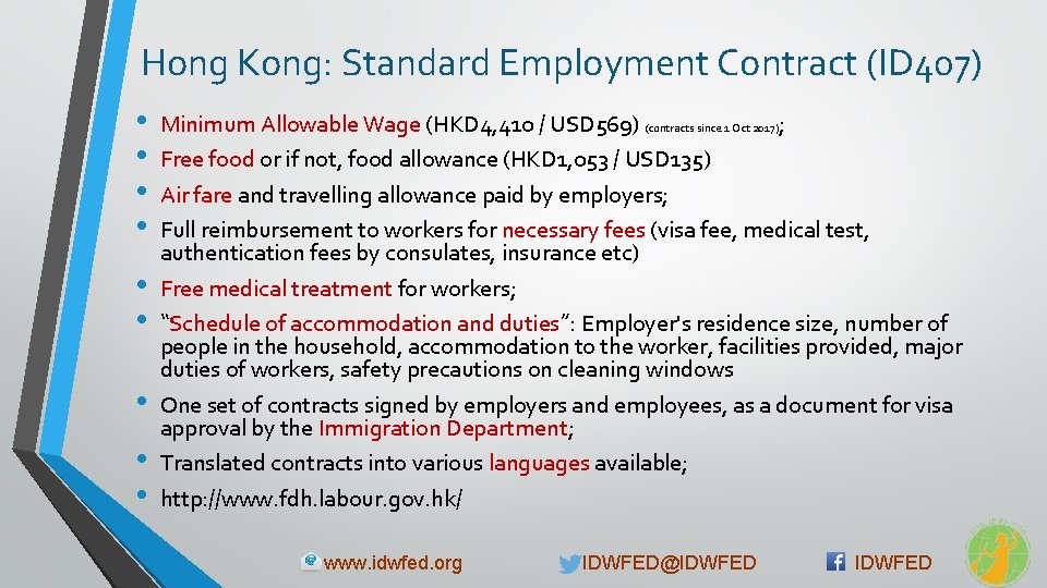 Hong Kong: Standard Employment Contract (ID 407) • • • Minimum Allowable Wage (HKD