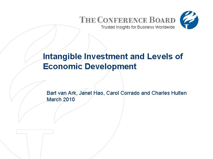 Trusted Insights for Business Worldwide Intangible Investment and Levels of Economic Development Bart van