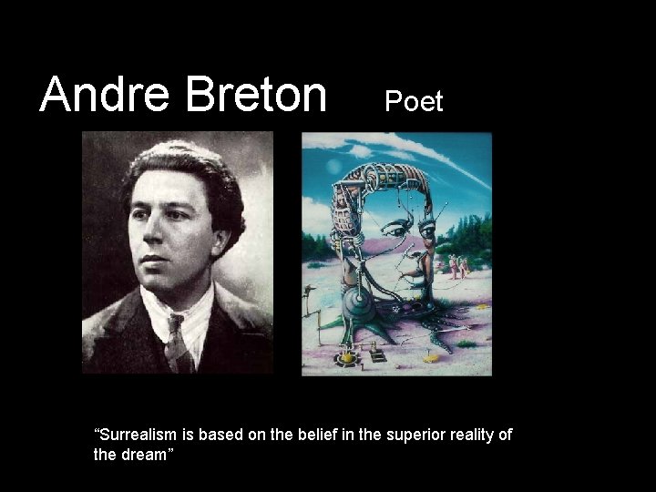 Andre Breton Poet “Surrealism is based on the belief in the superior reality of