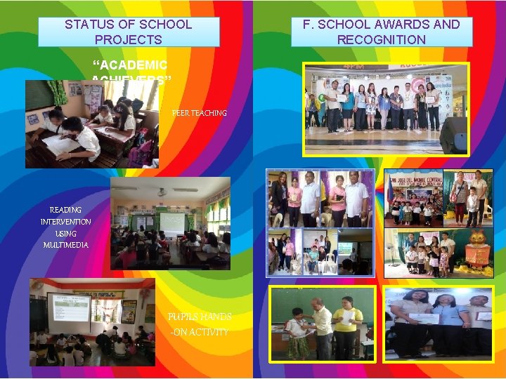 STATUS OF SCHOOL PROJECTS “ACADEMIC ACHIEVERS” PEER TEACHING READING INTERVENTION USING MULTIMEDIA PUPILS HANDS