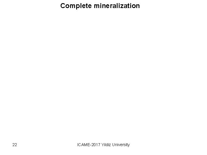 Complete mineralization 22 ICAME-2017 Yildiz University 
