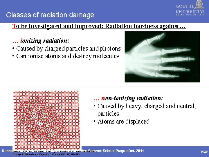 Classes of radiation damage To be investigated and improved: Radiation hardness against… … ionizing