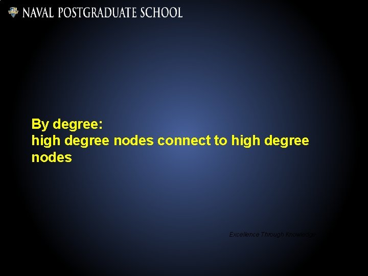 By degree: high degree nodes connect to high degree nodes Excellence Through Knowledge 