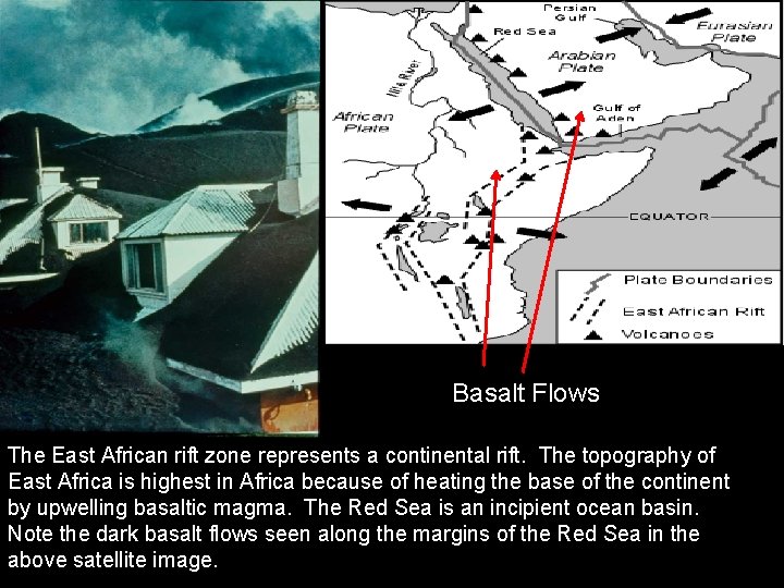 Basalt Flows The East African rift zone represents a continental rift. The topography of