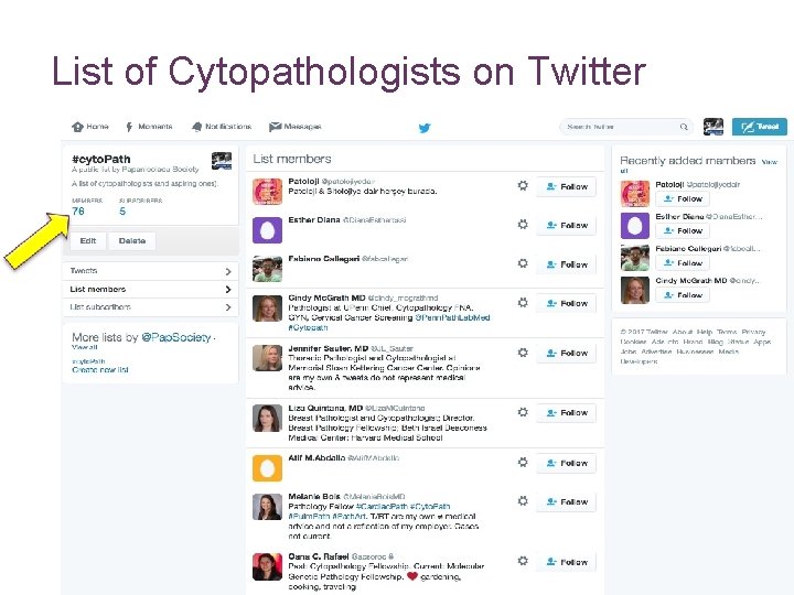 List of Cytopathologists on Twitter 