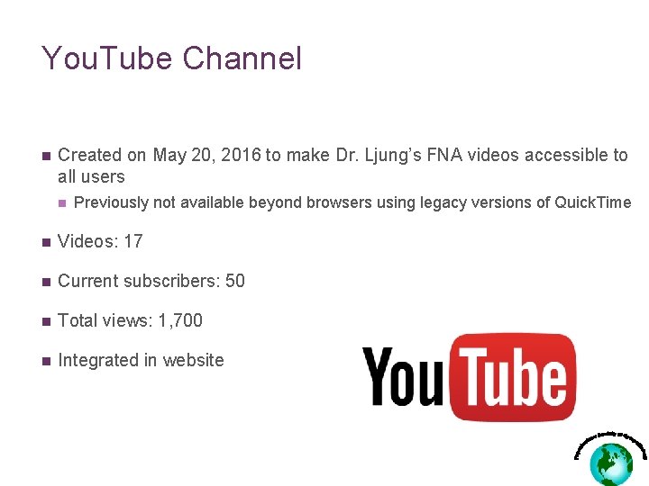 You. Tube Channel n Created on May 20, 2016 to make Dr. Ljung’s FNA