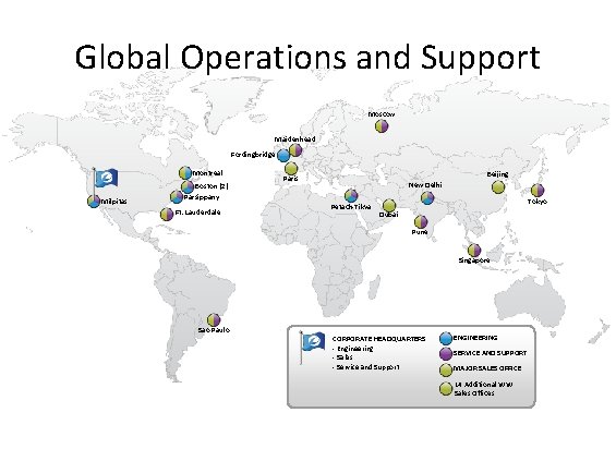 Global Operations and Support Moscow Maidenhead Fordingbridge Montreal Milpitas Boston (2) Parsippany Ft. Lauderdale