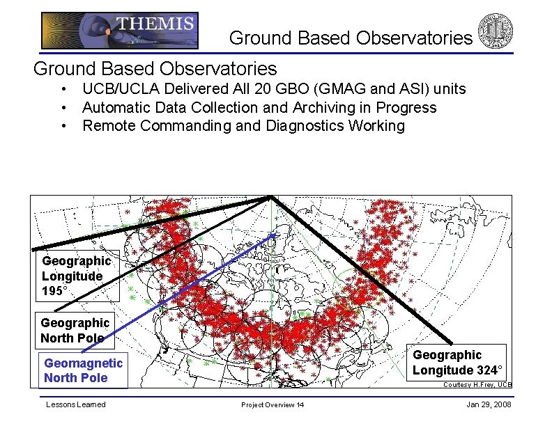 Ground Based Observatories • UCB/UCLA Delivered All 20 GBO (GMAG and ASI) units •