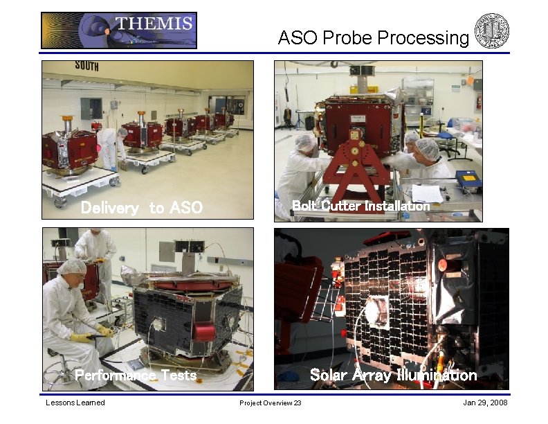 ASO Probe Processing Delivery to ASO Bolt Cutter Installation Solar Array Illumination Performance Tests