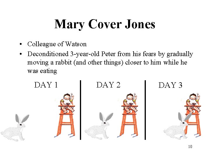 Mary Cover Jones • Colleague of Watson • Deconditioned 3 -year-old Peter from his