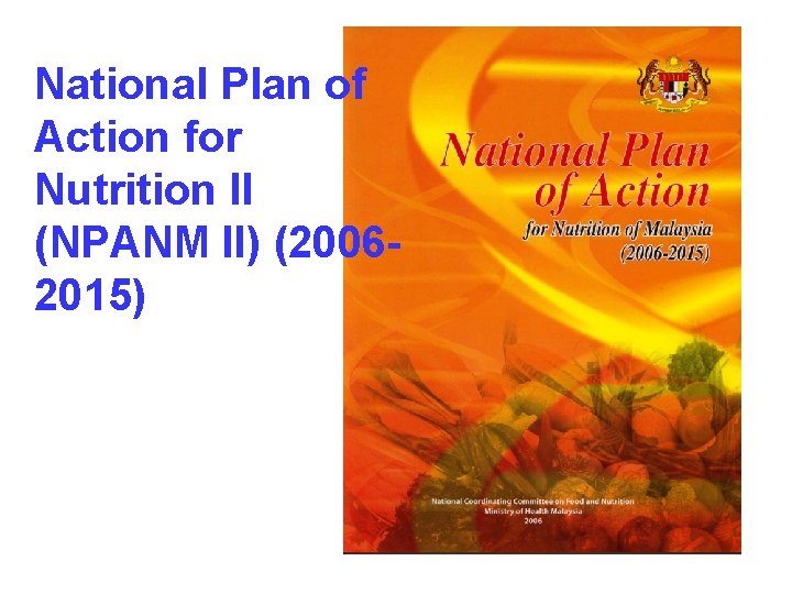National Plan of Action for Nutrition II (NPANM II) (20062015) 6 