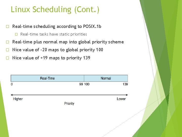 Linux Scheduling (Cont. ) � Real-time scheduling according to POSIX. 1 b � Real-time