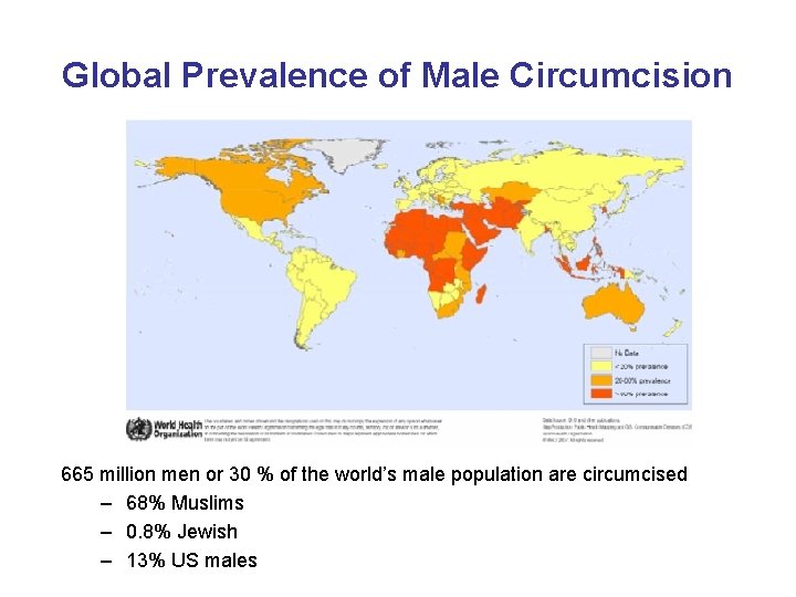 Global Prevalence of Male Circumcision 665 million men or 30 % of the world’s