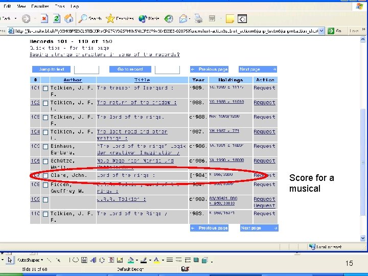 Score for a musical 15 