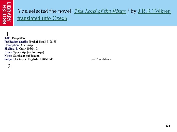 You selected the novel: The Lord of the Rings / by J. R. R