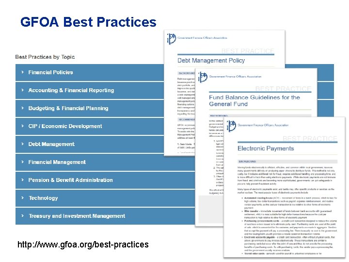 GFOA Best Practices http: //www. gfoa. org/best-practices 