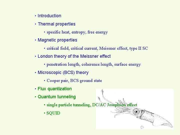  • Introduction • Thermal properties • specific heat, entropy, free energy • Magnetic