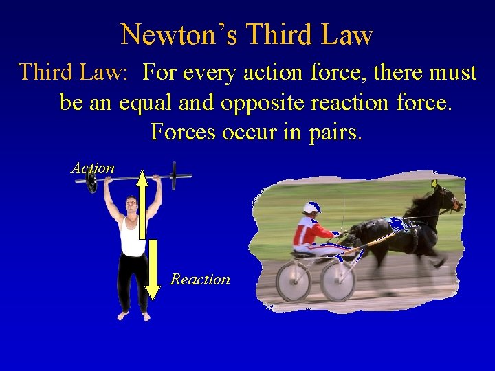Newton’s Third Law: For every action force, there must be an equal and opposite