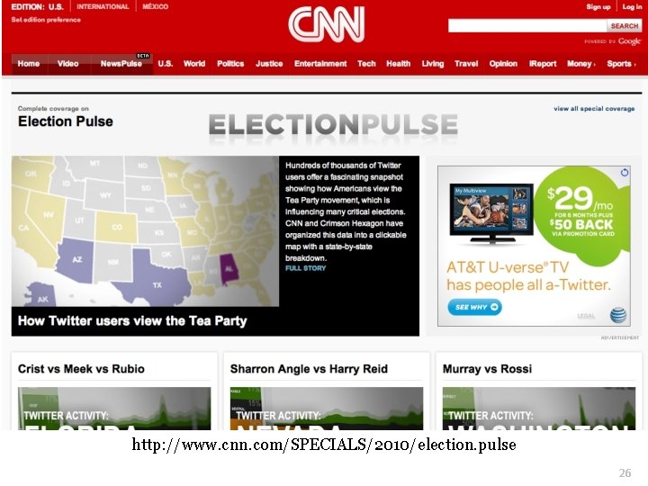 Election Coverage on Twitter http: //www. cnn. com/SPECIALS/2010/election. pulse 26 Election Coverage on Twitter http: //www. cnn. com/SPECIALS/2010/election. pulse 26