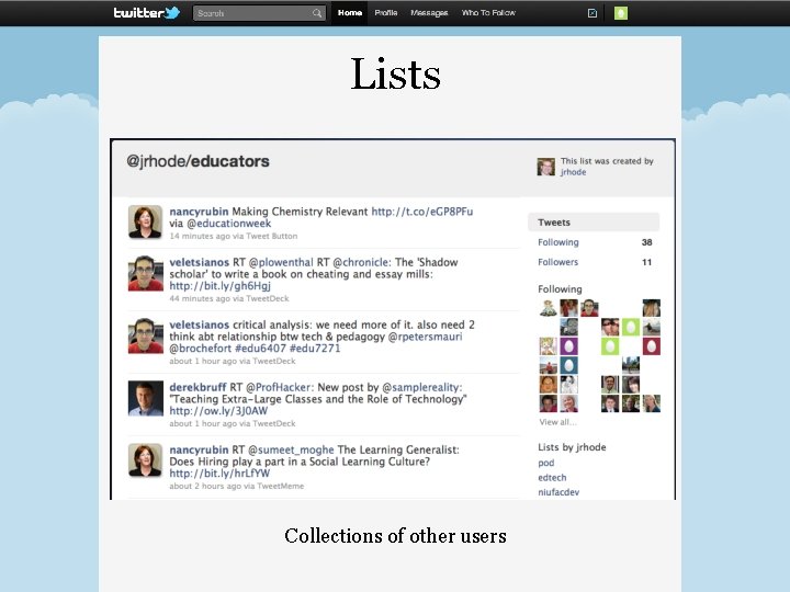 Lists Collections of other users Lists Collections of other users