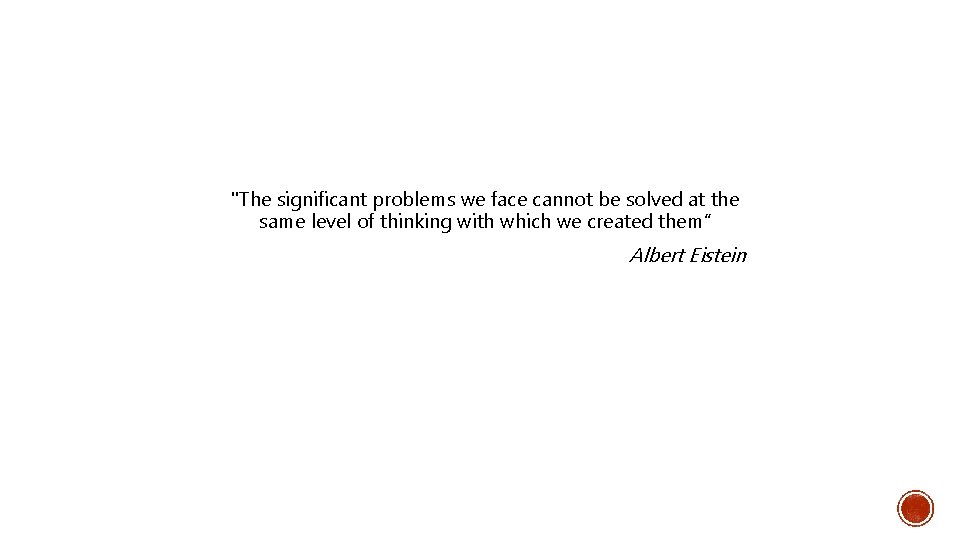 "The significant problems we face cannot be solved at the same level of thinking