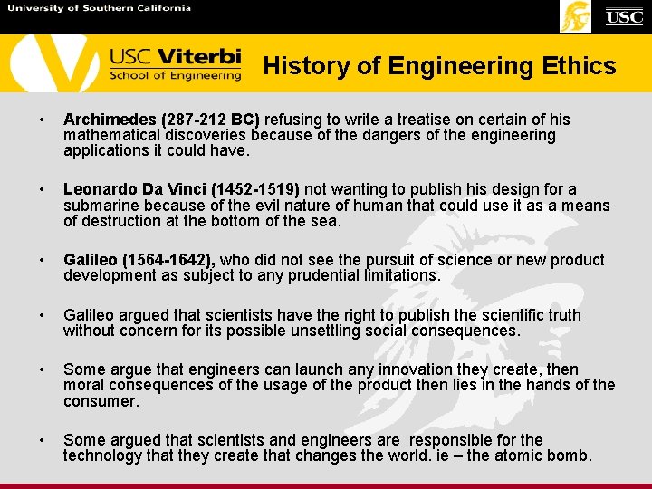 History of Engineering Ethics • Archimedes (287 -212 BC) refusing to write a treatise History of Engineering Ethics • Archimedes (287 -212 BC) refusing to write a treatise