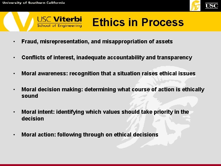 Ethics in Process • Fraud, misrepresentation, and misappropriation of assets • Conflicts of interest, Ethics in Process • Fraud, misrepresentation, and misappropriation of assets • Conflicts of interest,