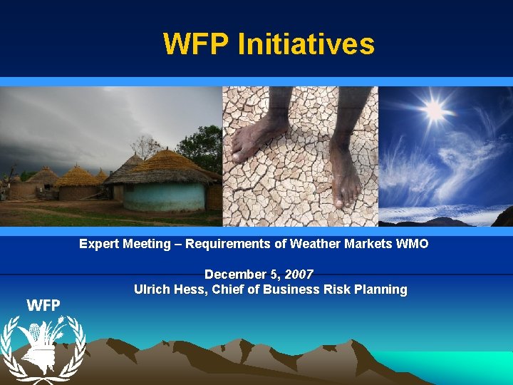 WFP Initiatives Expert Meeting – Requirements of Weather Markets WMO December 5, 2007 Ulrich