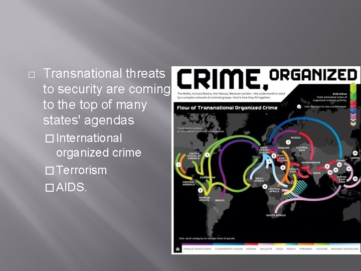 � Transnational threats to security are coming to the top of many states' agendas